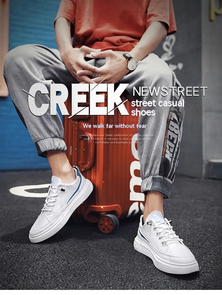 Men's low-top microfiber casual sneakers with rubber sole, elastic band, white or green, sizes 39-44