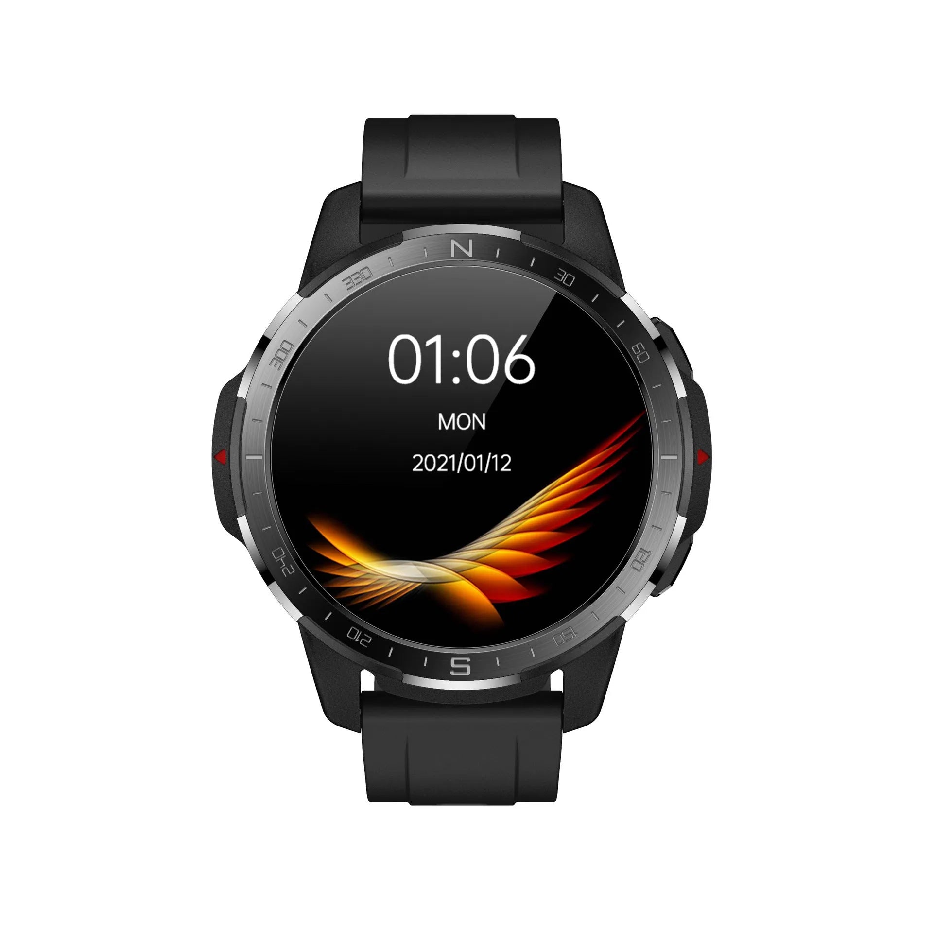 CT08 dual system smart watch in black with 1.6 inch HD TFT screen showing fitness interface