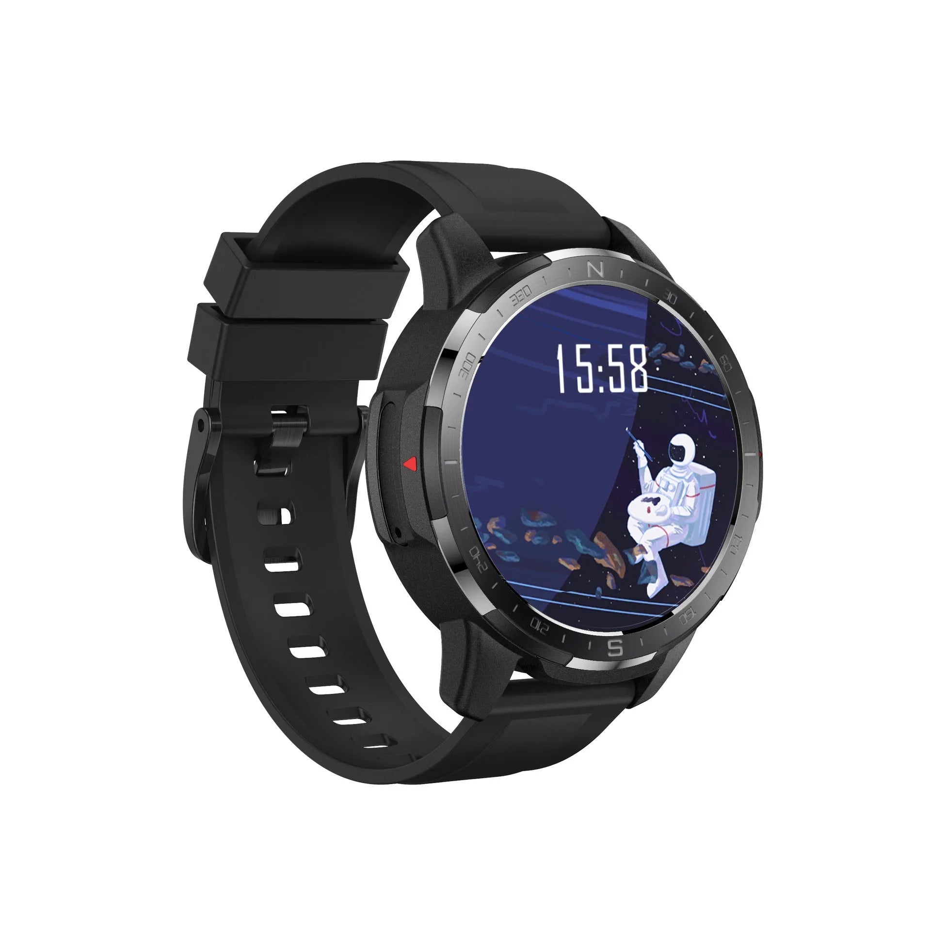 CT08 dual system smart watch in black with 1.6 inch HD TFT screen showing fitness interface