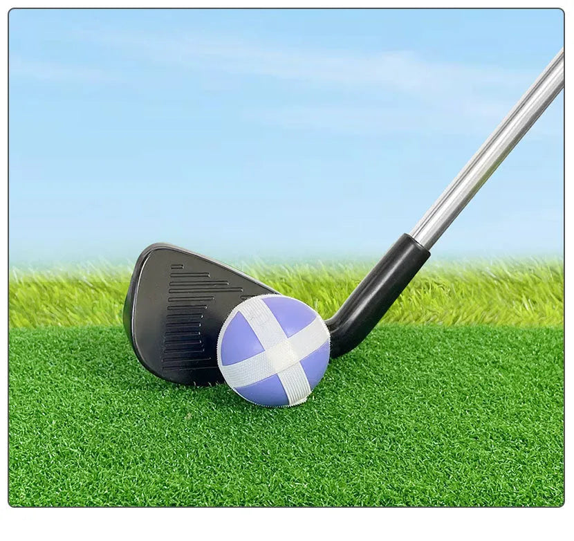 Metal golf club set showing adult and children's size options for outdoor practice.