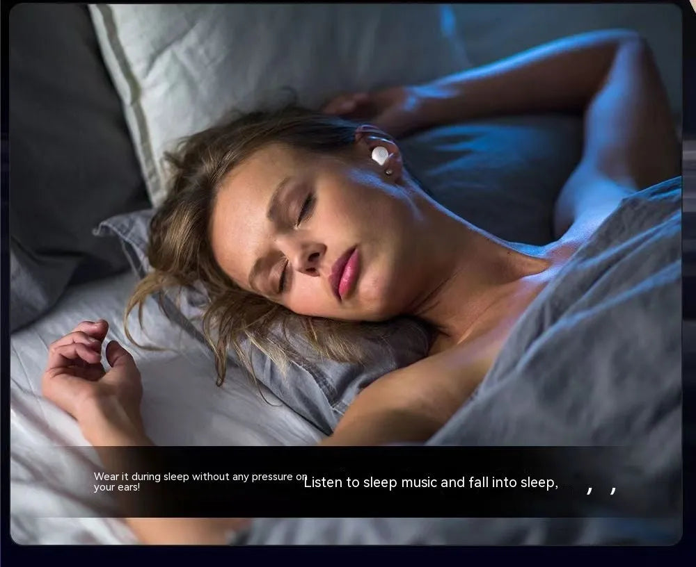 Mini wireless Bluetooth earbud for sleep in black colour with breathing light