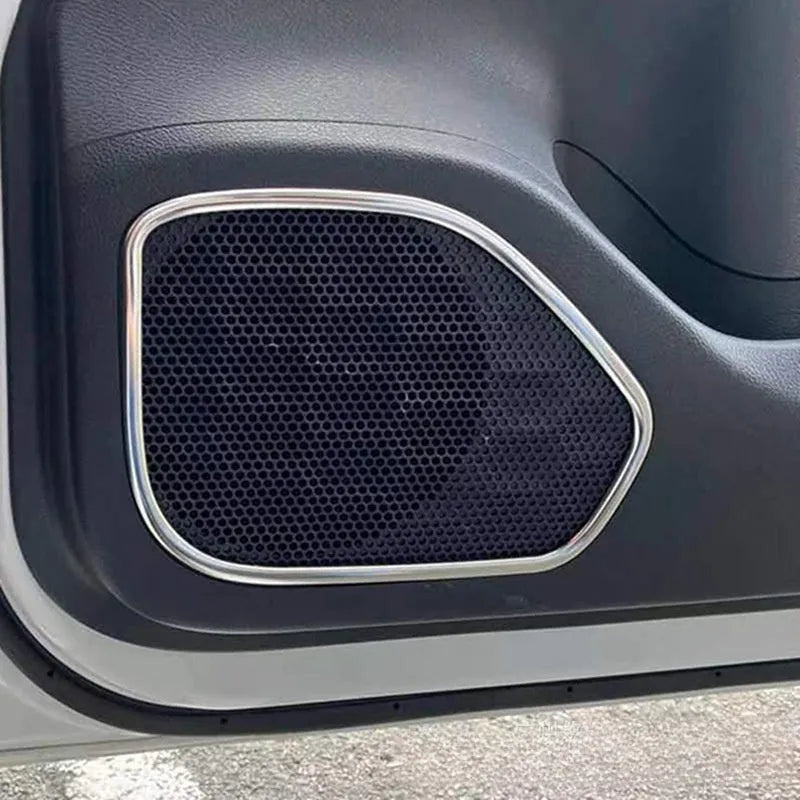 Silver 304 stainless steel interior door audio frame trim strip for ROOX40 series vehicle with two pieces