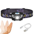 LED headlamp 3000LM mini motion sensor rechargeable headlight for outdoor use black
