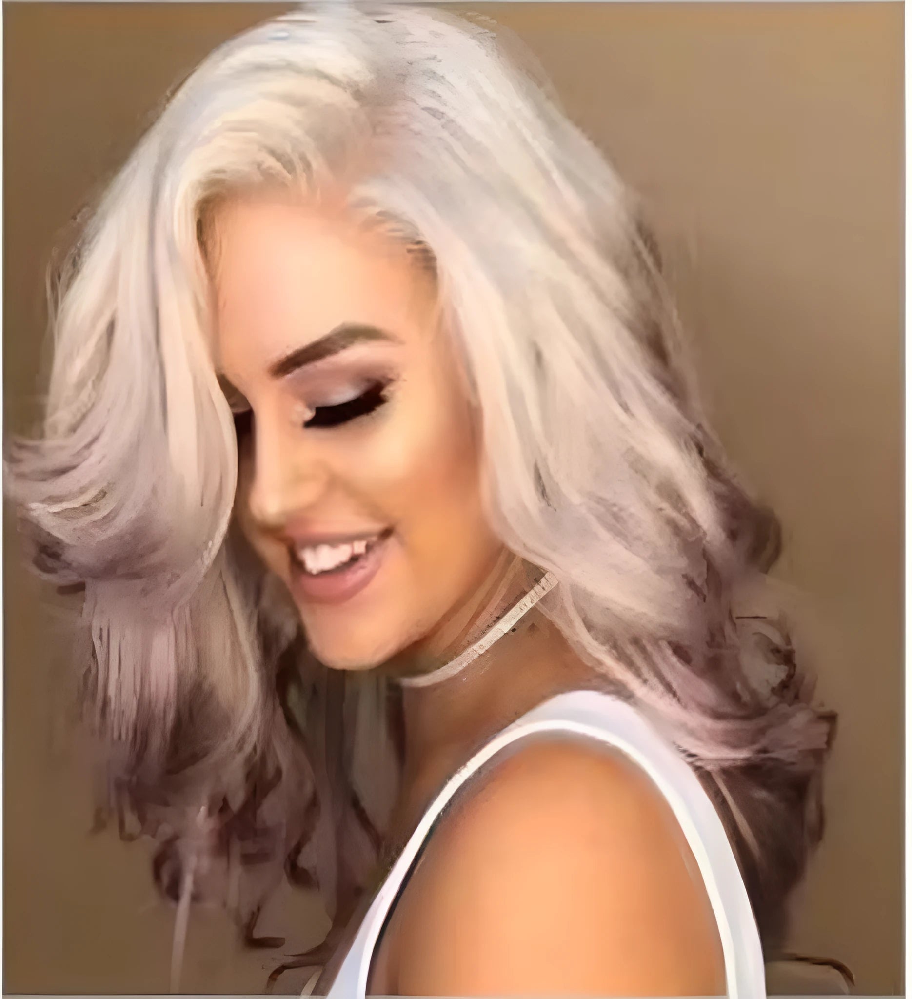 Gradient lilac long straight wig with mechanism processed high temperature wire hairline and no bangs