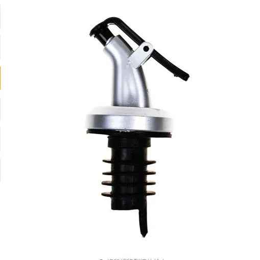 Silver and black flip top bottle spout with food-grade stopper, 8.5cm x 3cm, for 1.9cm bottle inner diameter