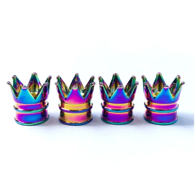 Creative Crown aluminium alloy valve caps, 1.7cm x 1.6cm, 4PCS set in ten colours for tyre valve protection