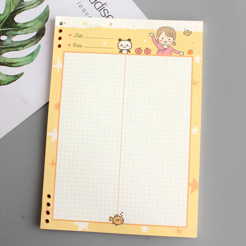 Cartoon colored refill paper B5 40 pages 8-hole loose-leaf with PP shell cover multicolour options