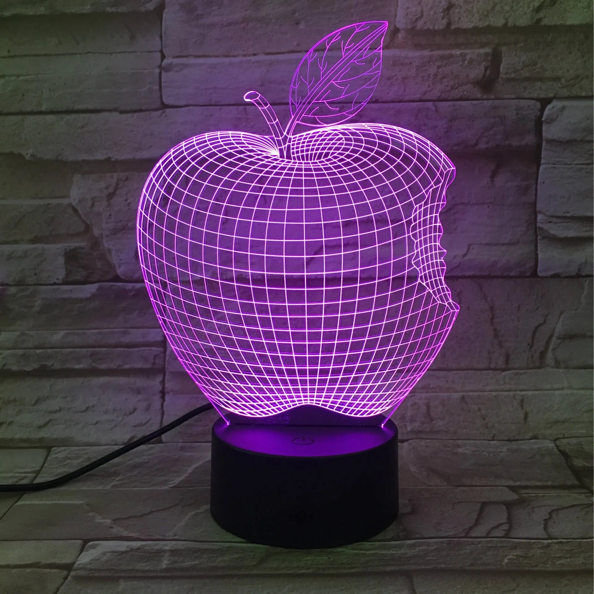 3D fruit-shaped colourful night light with acrylic shade and touch control.