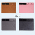 Wireless charging mouse pad with phone holder in PU leather, 320x260mm size