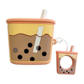 Silicone protector case for Apple AirPods 2nd generation in pink, orange, green and purple colours.