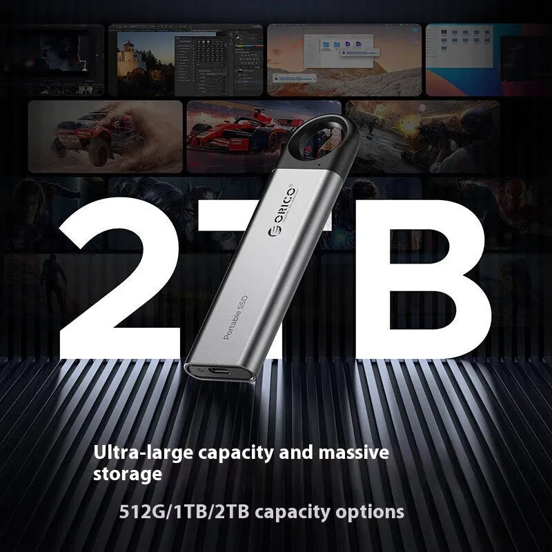 ORICO-C10 gray alloy plastic fastened ring Type-C USB 32 mobile SSD with compact rectangular design