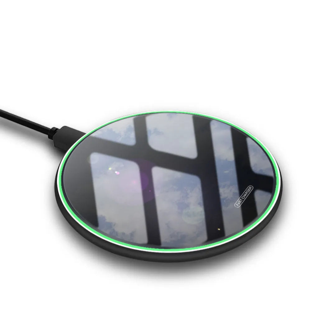 FDGAO Metal Qi Wireless Charger circular 100mm x 6mm pad in black or white aluminium alloy and ABS with Micro USB cable