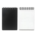 Business intelligence notepad with PP cover, spiral binding, 45 sheets, 105x75mm paper, and included pen.