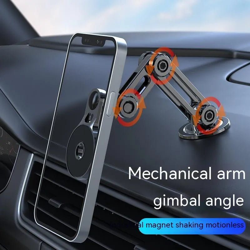 Black magnetic car phone holder with adjustable clip mount for dashboard, windscreen or air vent installation
