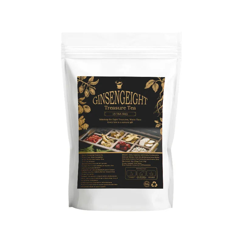 Ginseng Wubao Tea transparent bag showing 5g x 20 packs of herbal granules