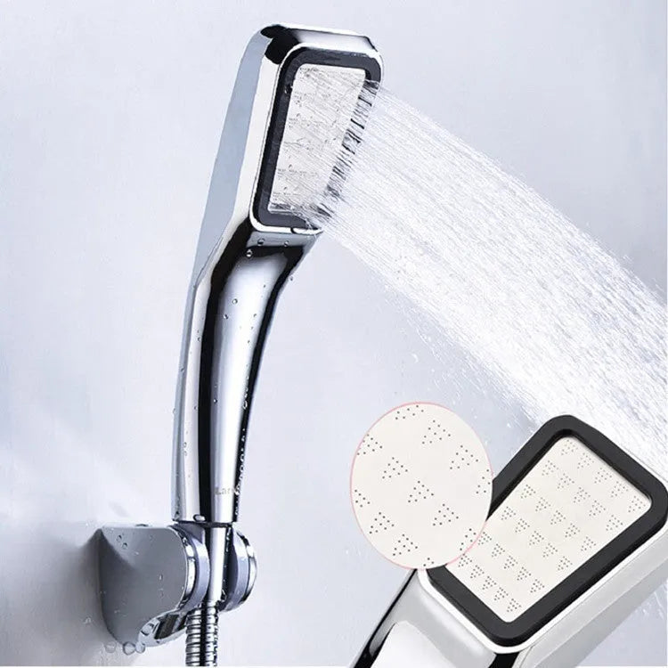 Orange hand-held pressurised shower set with rain shower function