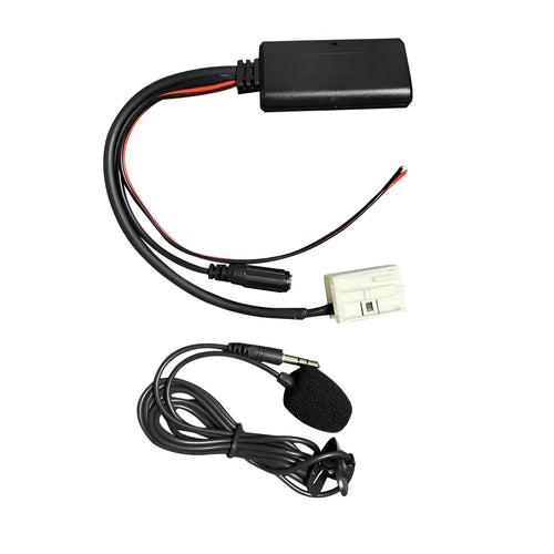 Bluetooth aux adapter cable and microphone kit for Citroën and Peugeot RD4 car stereos.