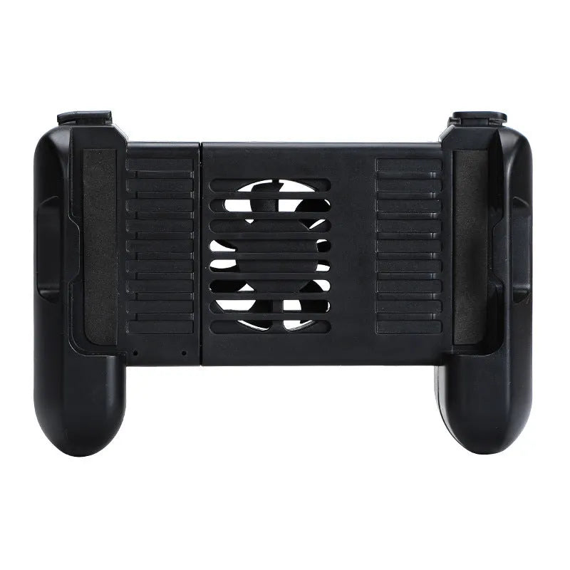 Black Cooling Bluetooth Controller-P2 mobile gamepad for Apple iPhone on a table.