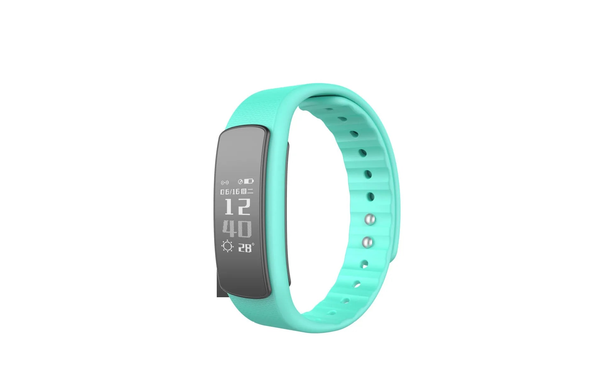 I6 smart sports bracelet in Black or Green with 0.96-inch screen on a wrist