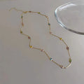 Square colour geometric alloy clavicle chain necklace with artificial crystals in gold tone