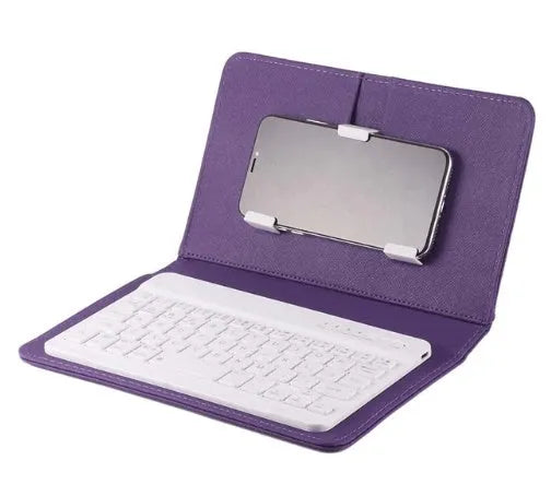 Wireless Bluetooth keyboard inside its protective case, shown in multiple colour options.