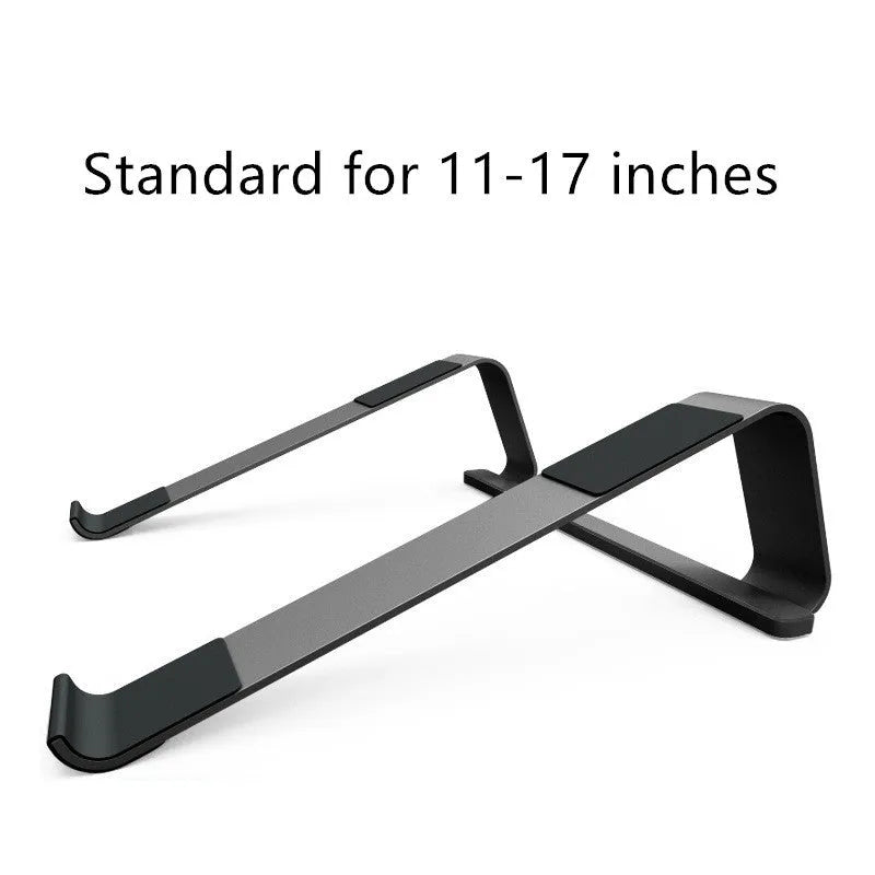 Aluminium alloy laptop stand for 11-17 inch laptops, basic 262x210x82mm size, silver finish