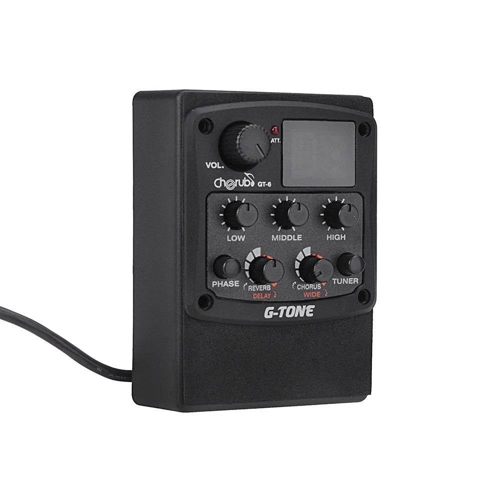 Black Cherub GT-6 acoustic guitar EQ and effects unit for soundhole mounting