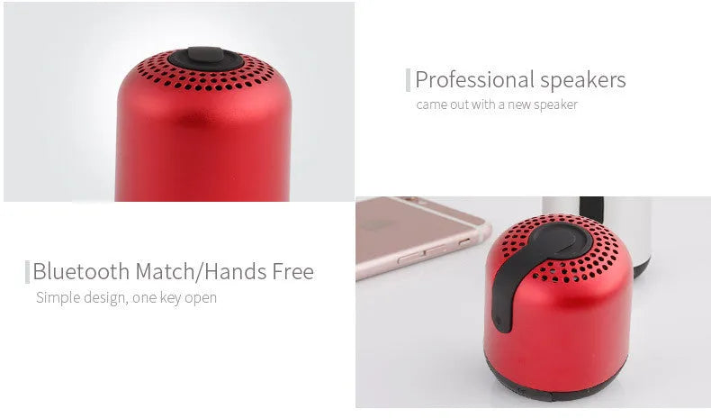 Hieha XQ11 cylindrical metal waterproof Bluetooth speaker in silver colour on a table