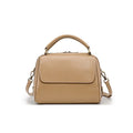 Women's genuine leather crossbody tote bag in cross square design with double straps and multiple compartments