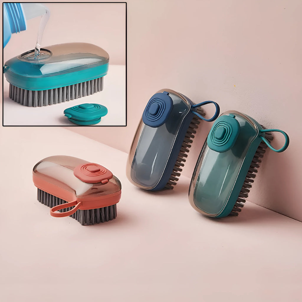 Automatic liquid cleaning brush with ergonomic ABS handle in blue, green and red colour options