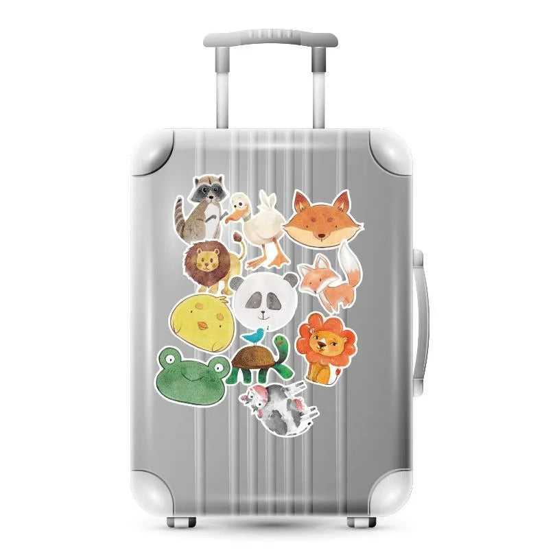 36 piece set of large retro beach stickers with surfing and travel designs in 6-10cm sizes