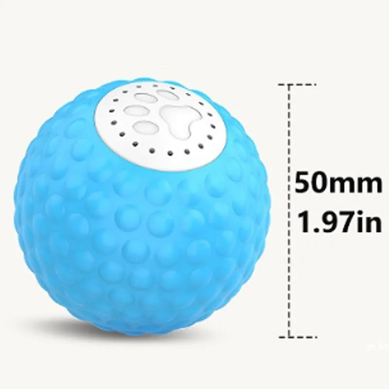 Remote control cat toy ball in blue, green, and yellow colours with wireless controller