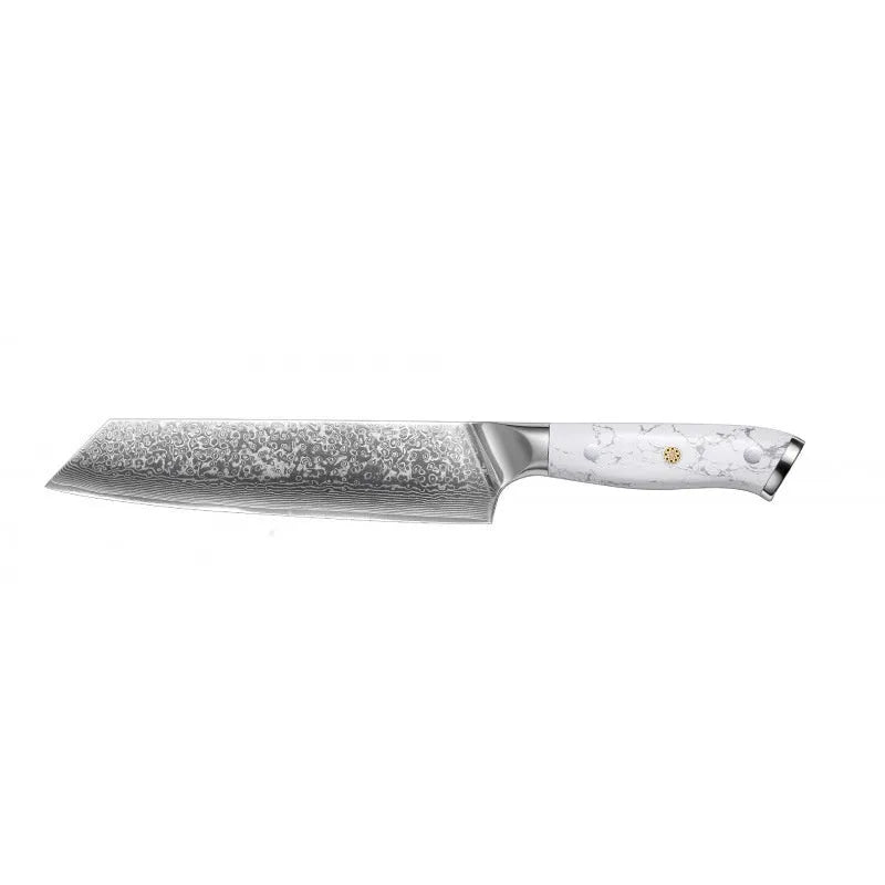 Damascus steel chef's knife with 21cm VG10 blade measuring 32cm total length