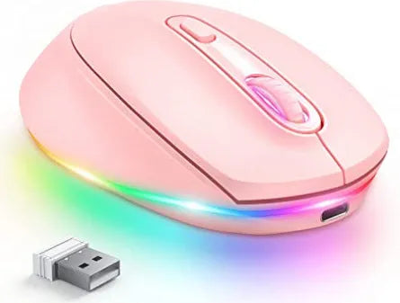 Lightweight 24g rechargeable wireless mouse for laptops, shown in various colour options.