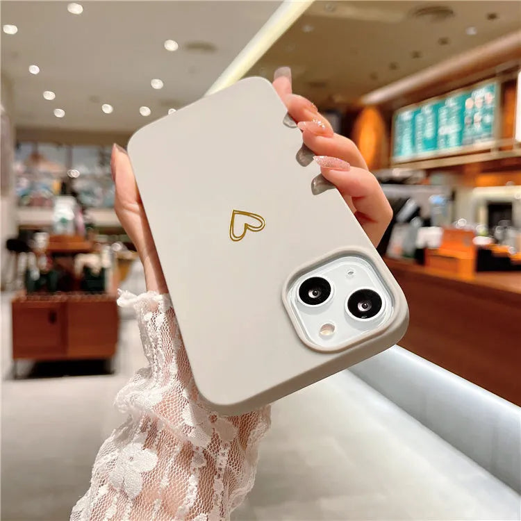Soft silicone iPhone case with hot stamping love design in brown colour