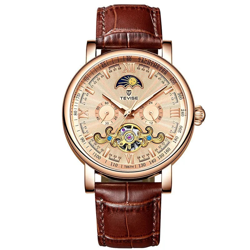 Calendar large dial thin mechanical watch for men, 17mm case, available in white black gold colours