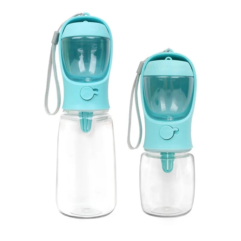 Portable dual-use dog water cup with split water grain design in blue, pink, or white colour options