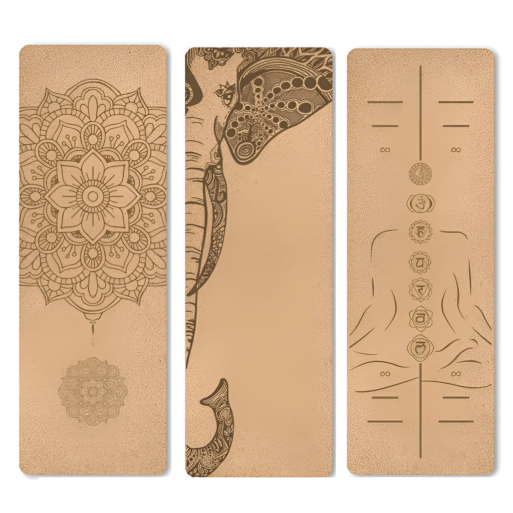 Portable cork yoga mat 183x61cm non-slip TPE eco-friendly exercise mat in green colour