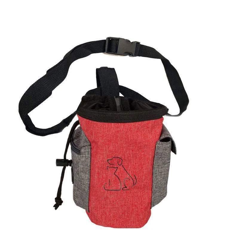 Oxford cloth dog food bag under 20L with animal pattern, medium soft puppy snack bag in blue, coffee or red