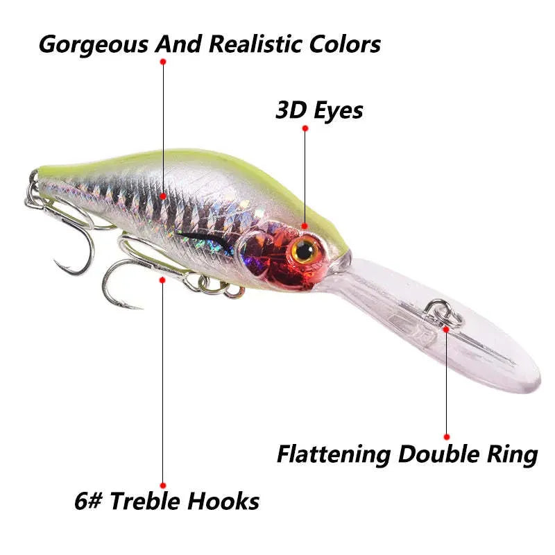105mm deep diving minnow fishing lure with long tongue board in multiple colour options