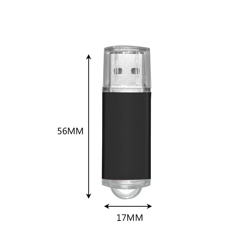 Metal USB flash drive 60x18x8mm USB 2.0 in black, white, sky blue, red, light green, gold, or dark pink