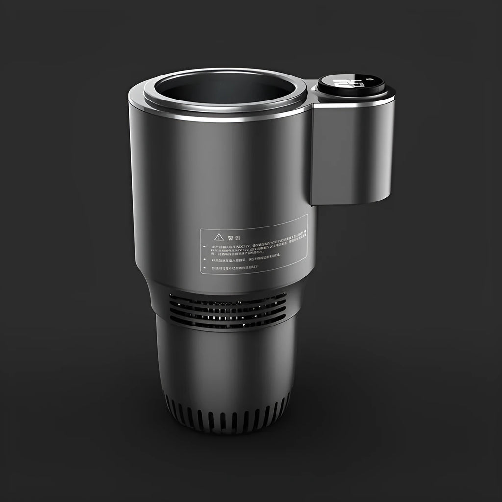 Black car hot and cold cup with USB cable, aluminium body, single pack for vehicle drink temperature control