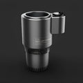 Black car hot and cold cup with USB cable, aluminium body, single pack for vehicle drink temperature control