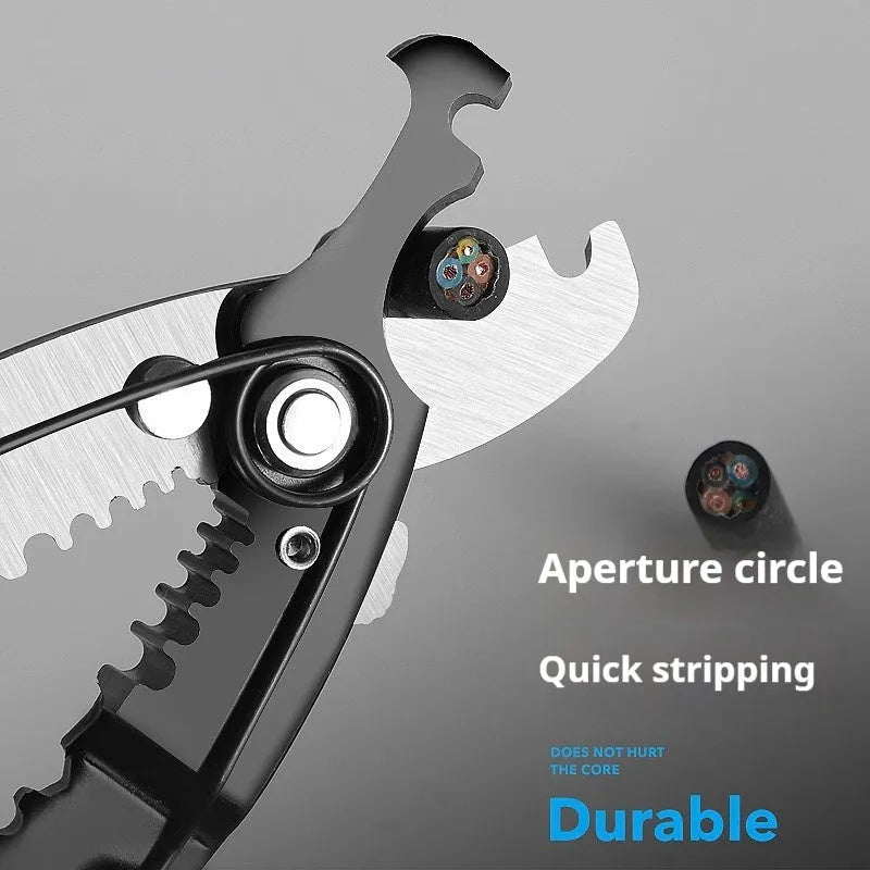 Automatic wire stripping pliers tool made from steel for electricians