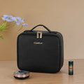 Large-capacity polyurethane leather cosmetics storage bag with LED lamp ring and mirror, 26x23x11cm