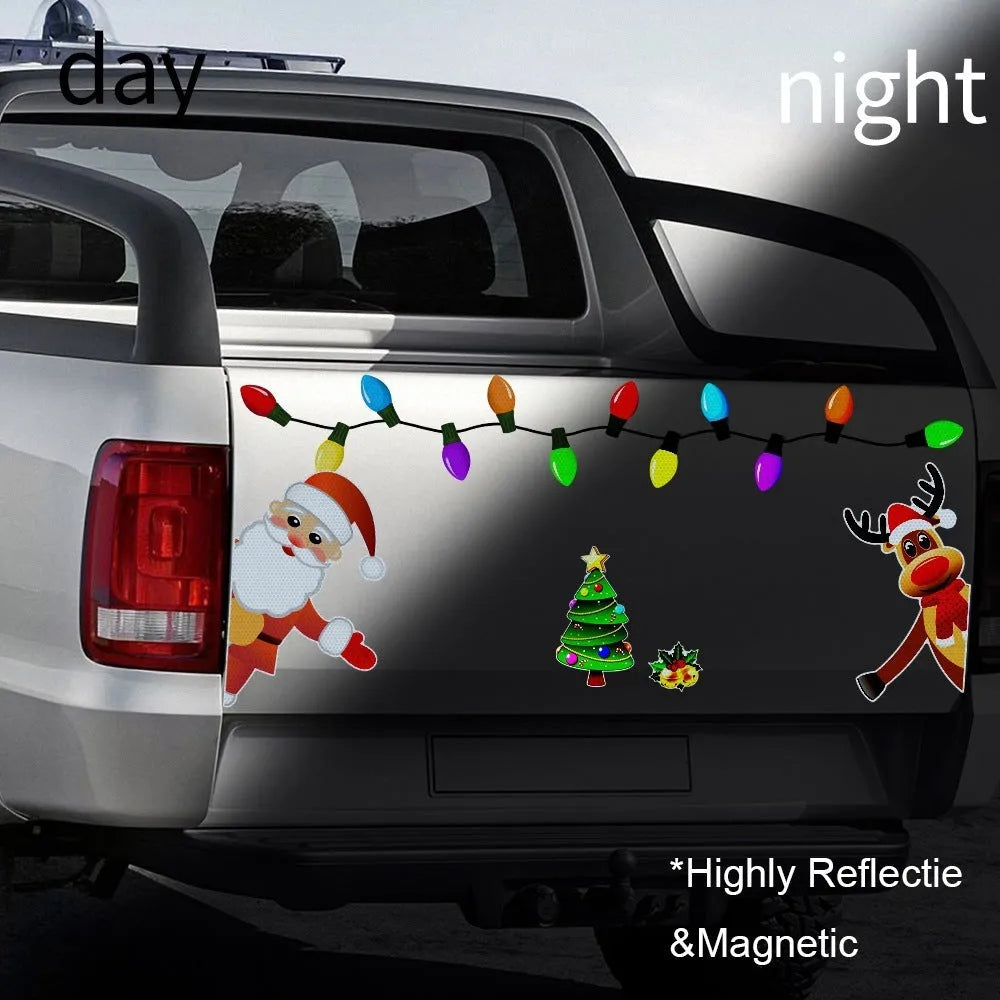 Medium Christmas elk reflective magnetic car sticker in RFM025 colour with cartoon design