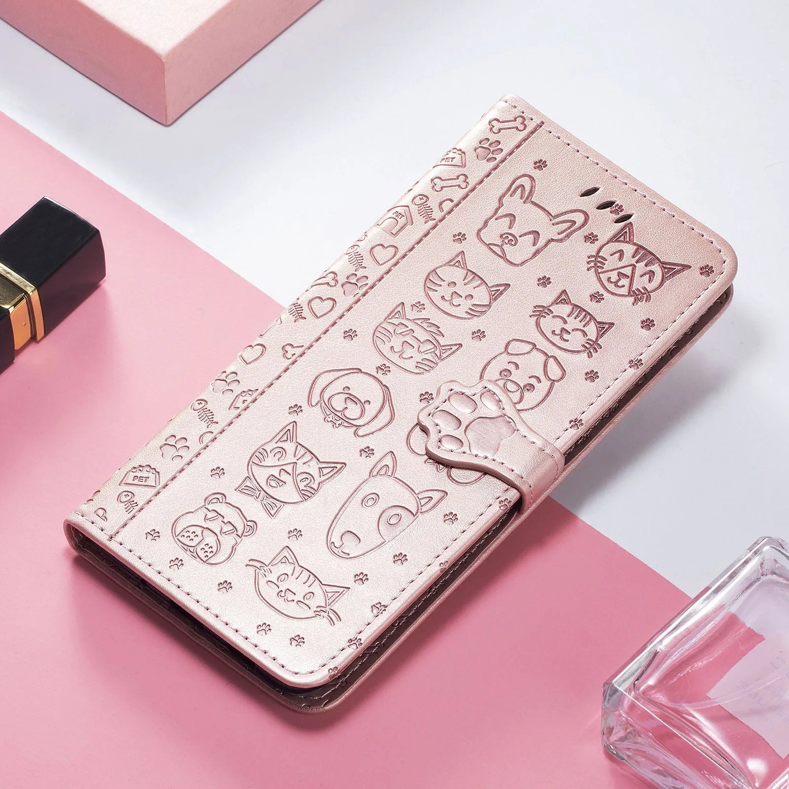 TPU leather phone case for iPhone 16 with built-in invisible bracket, shockproof and anti-fingerprint, available in pink colour