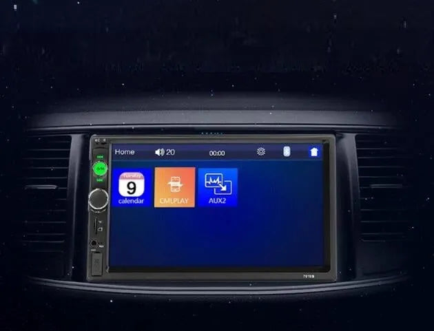 7-inch MP5 Bluetooth car monitor with HD touch screen, DVR system, and remote control in black
