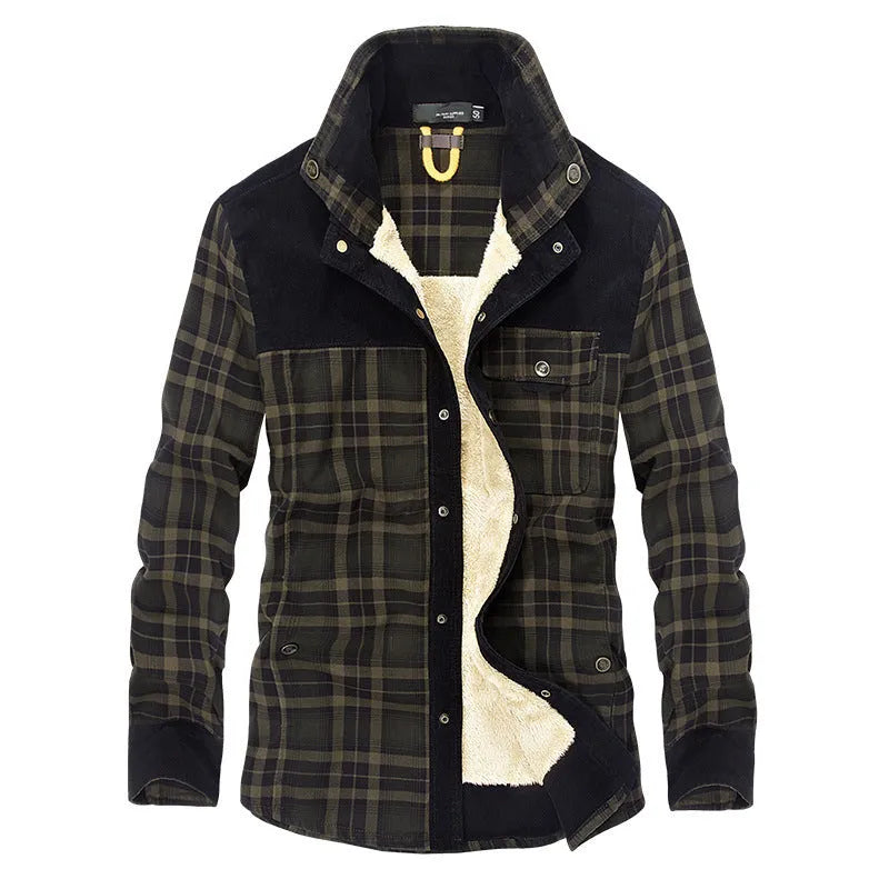 Business casual cotton shirt coat loose fit long sleeve black brown army colour men's coat