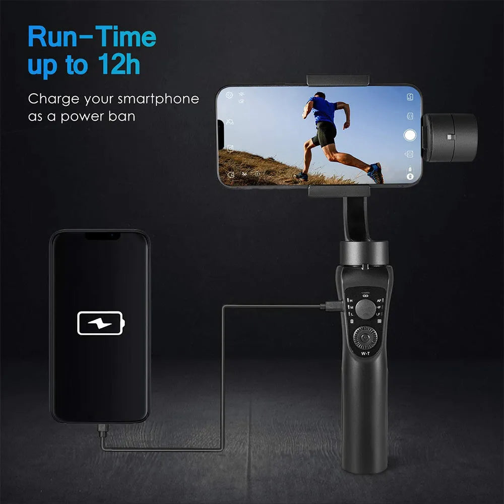 Black S5/S5B three-axis handheld gimbal stabiliser for mobile phones with hard case and tripod